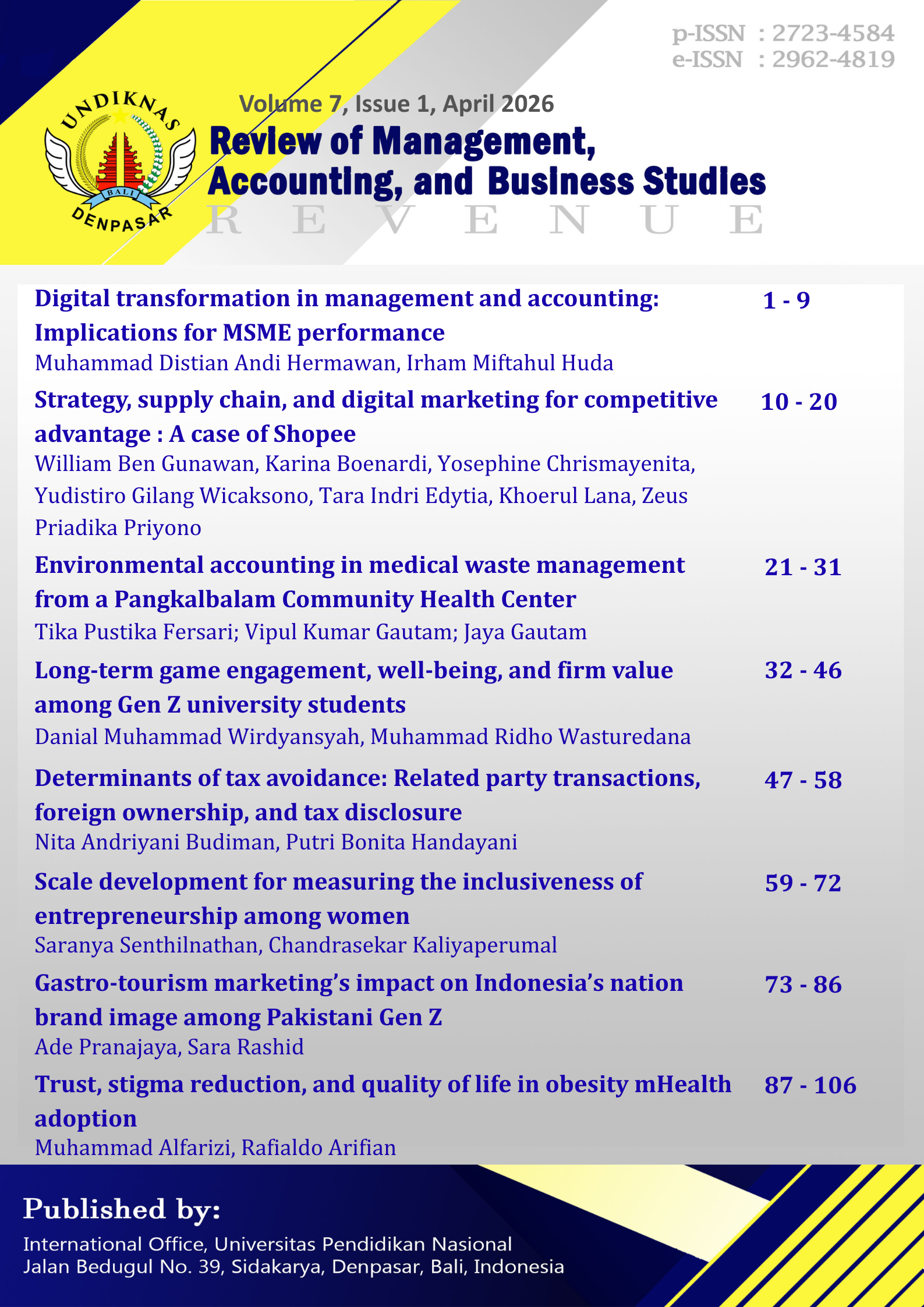 					View Vol. 7 No. 1 (2026): Accepted Issue
				